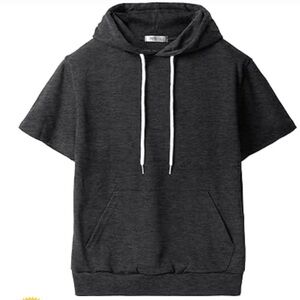 OHOO & Company Men's Charcoal Gray Short Sleeve Hoodie